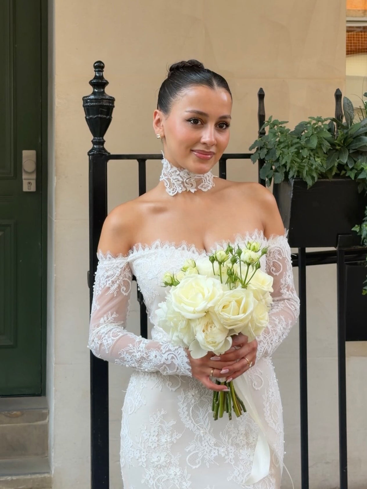 Off-the-Shoulder Long Sleeve Lace Mermaid Wedding Dress