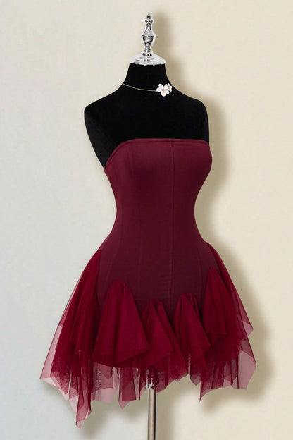 Strapless Corset Mini Dress with Tulle Skirt