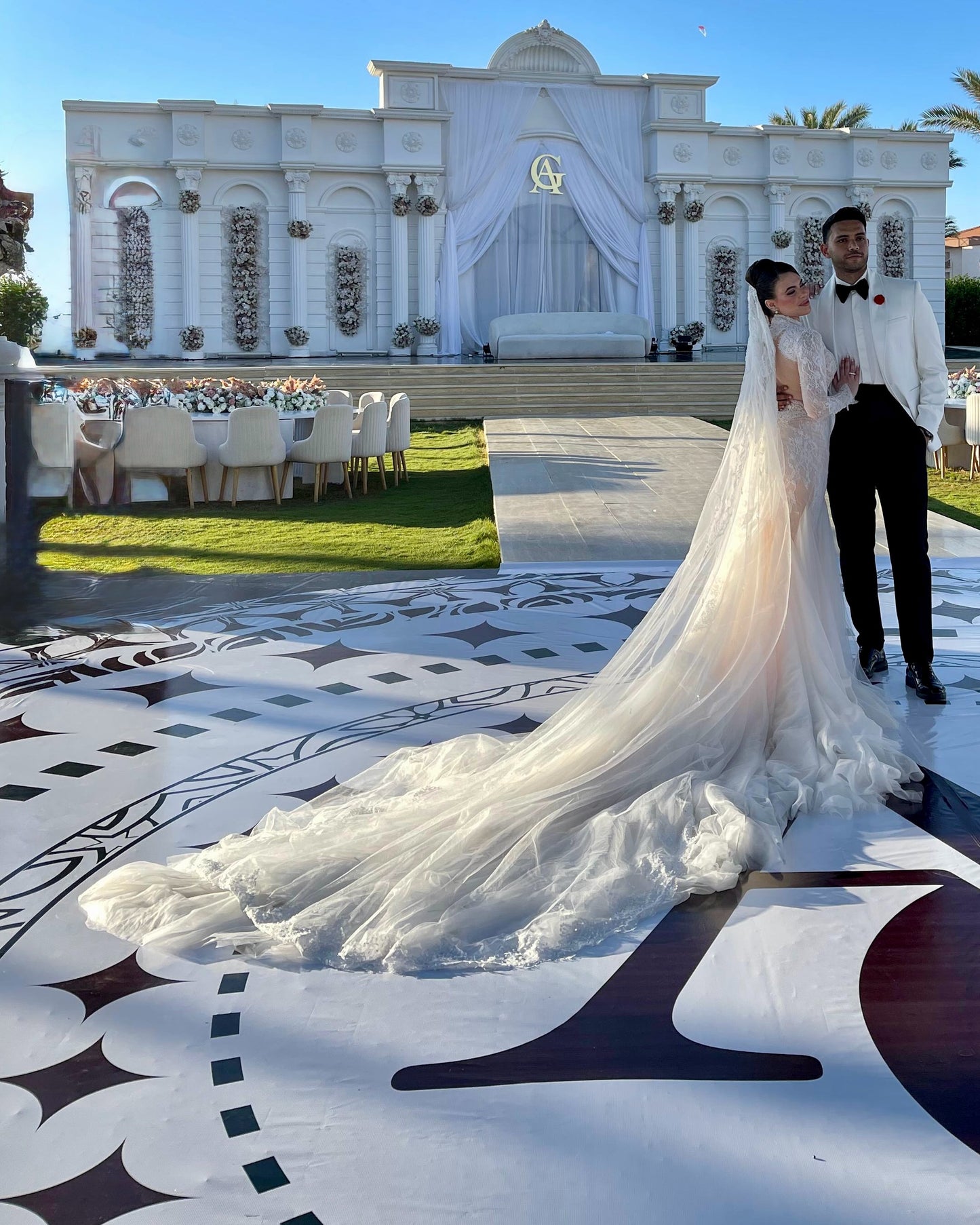High-Neck Illusion Lace Mermaid Wedding Dress