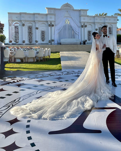 High-Neck Illusion Lace Mermaid Wedding Dress