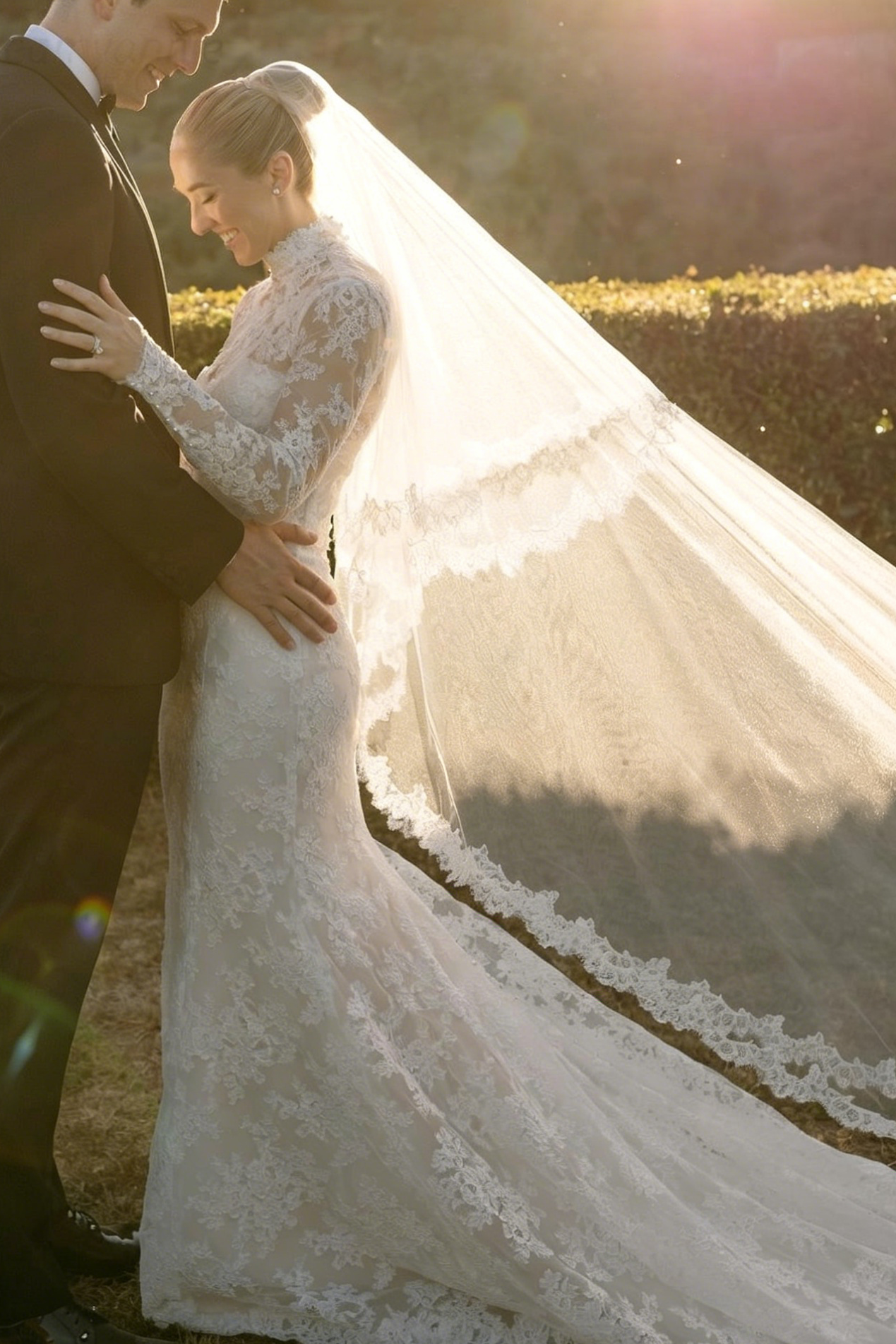 High Neck Lace Mermaid Long Sleeve Wedding Dress