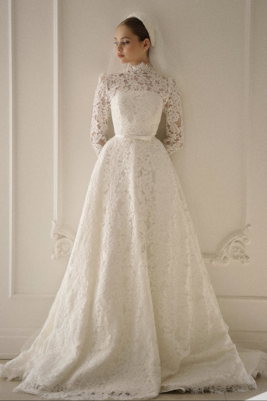 High Neck Lace A-Line Wedding Dress