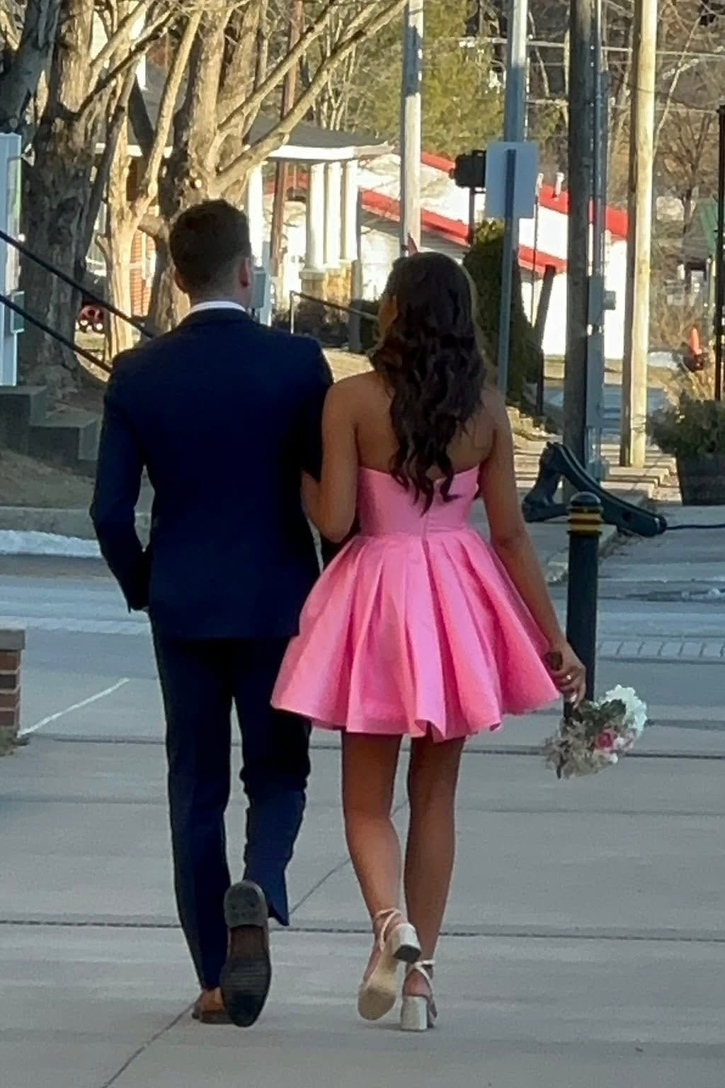Strapless Oversized Bow Pleated Mini Dress