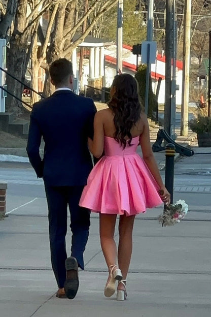 Strapless Oversized Bow Pleated Mini Dress