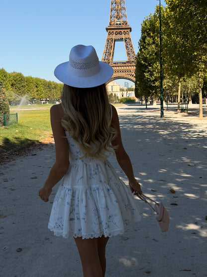 Floral Tiered Mini Dress with Lace Trim