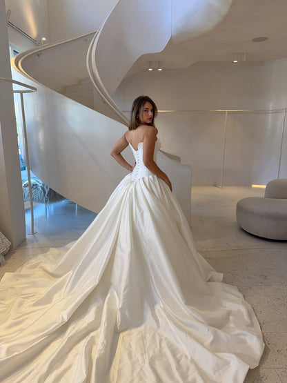 Strapless Corset Ball Gown Wedding Dress with Train