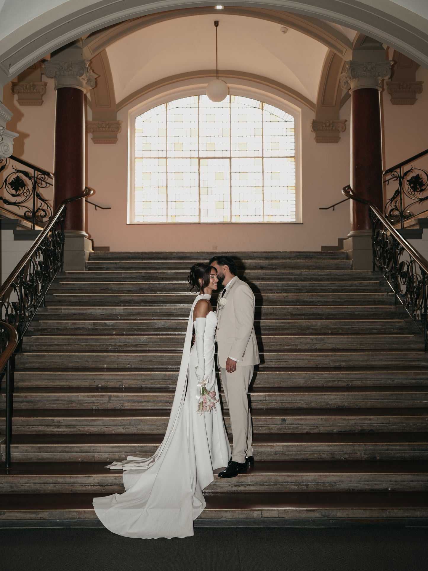 Strapless Wedding Dress with Trailing Neck Drape