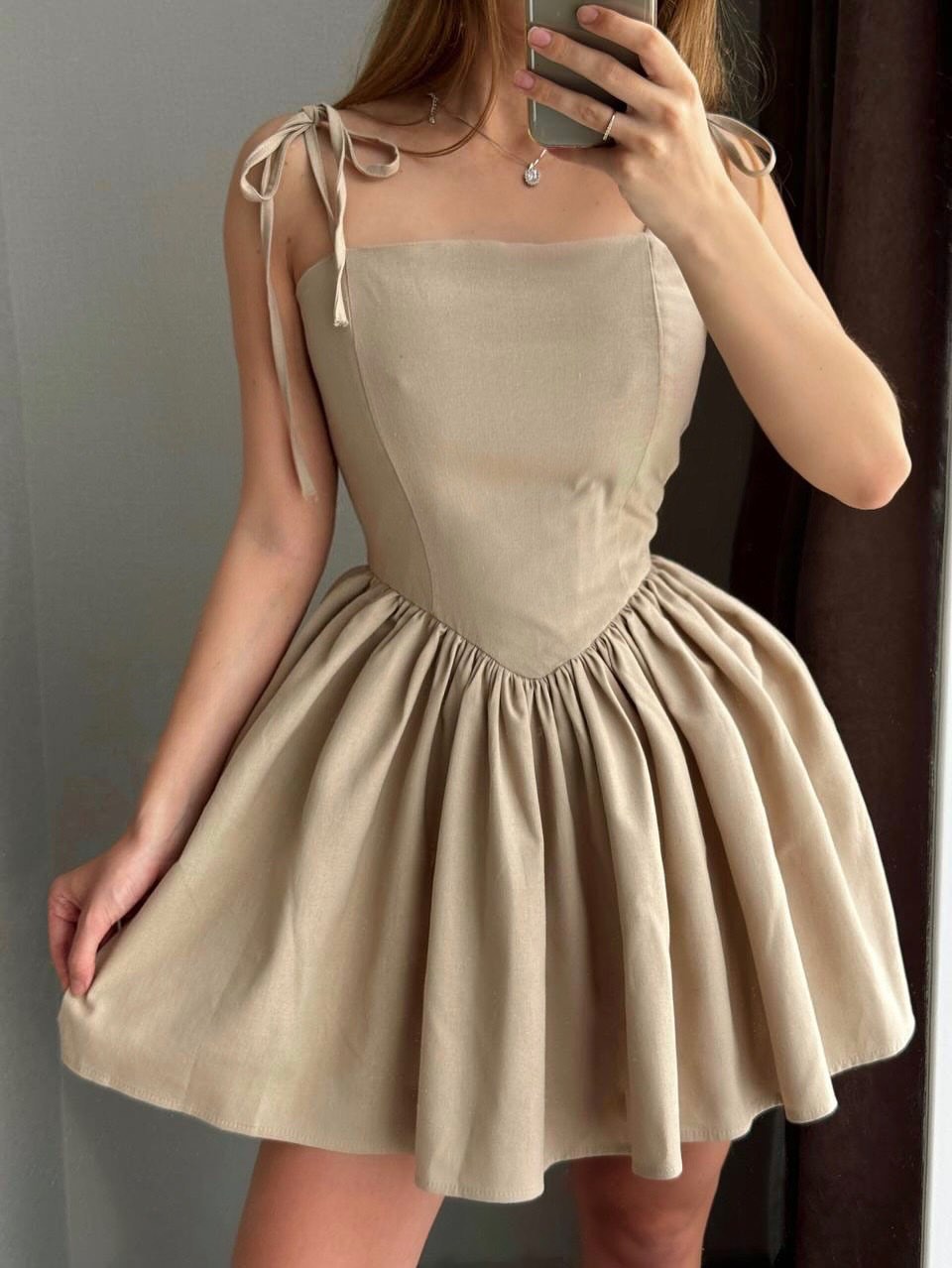 Tie-Strap Corset Mini Dress with Open Back