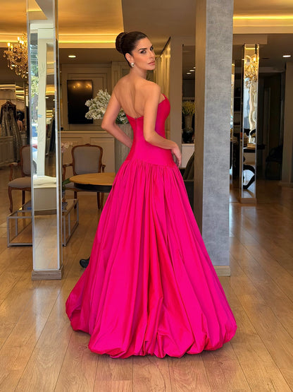Strapless Ball Gown with Bubble Hem Skirt