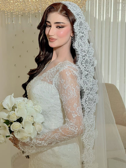Lace Mermaid Long Sleeve Wedding Dress
