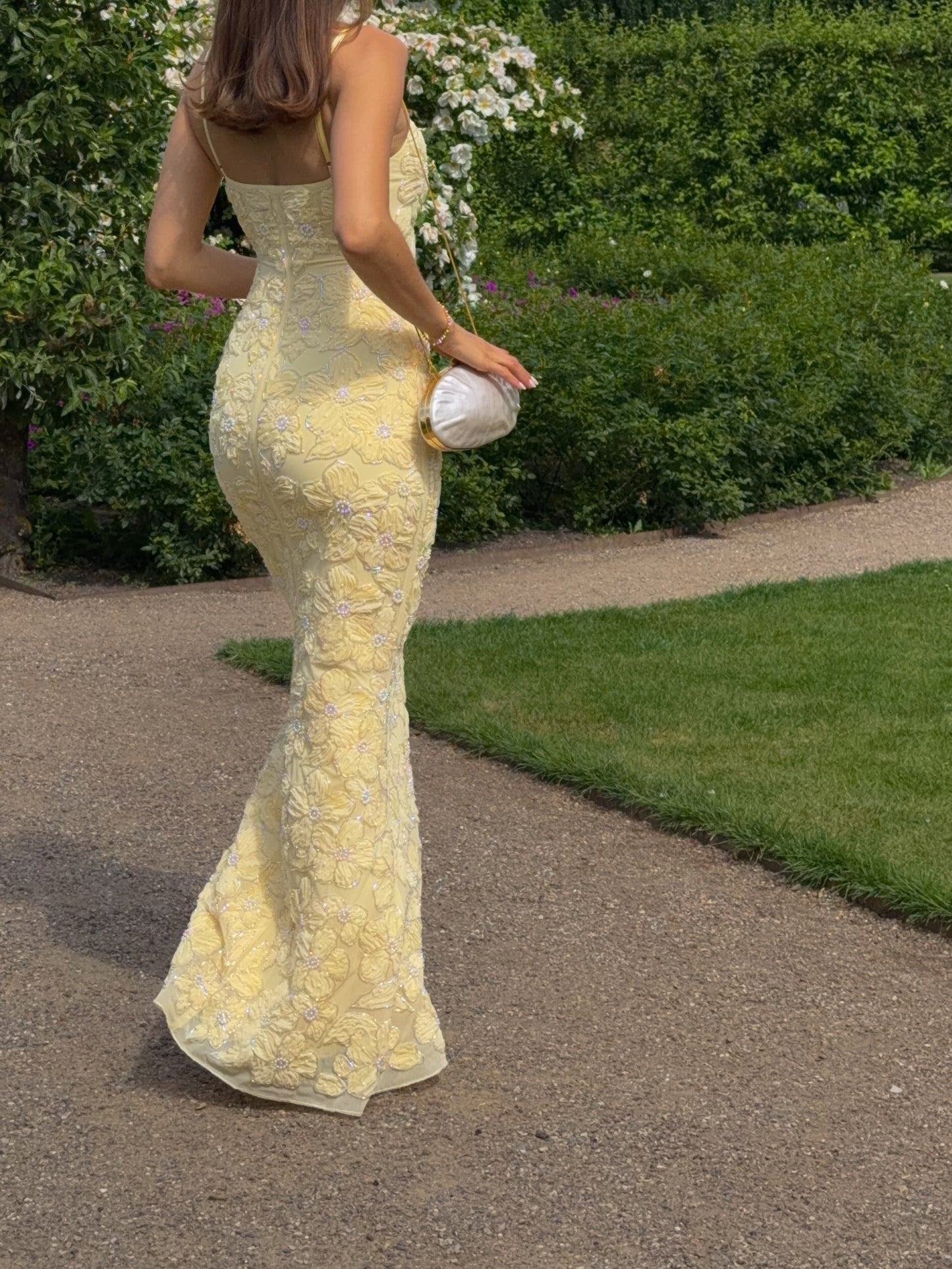 Floral Lace Mermaid Evening Gown Square Neckline