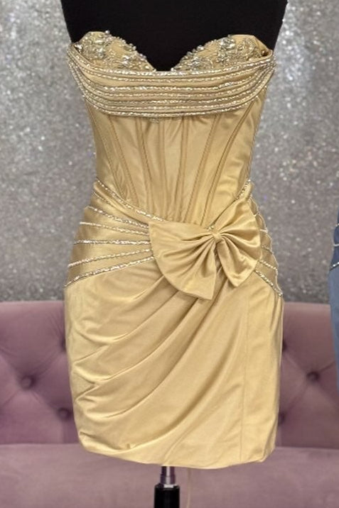 Strapless Sweetheart Satin Homecoming Mini Dress