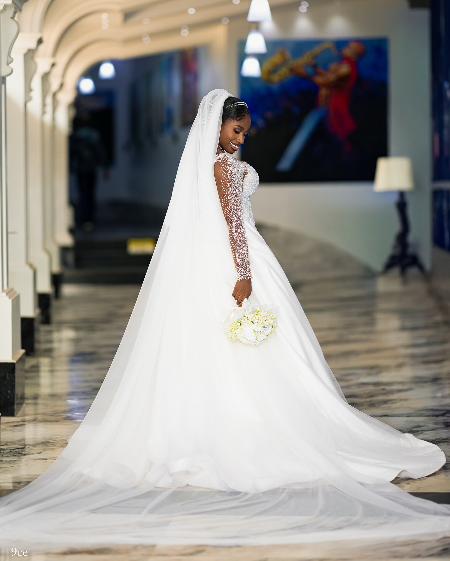 Convertible Pearl Beaded Mermaid Wedding Dress