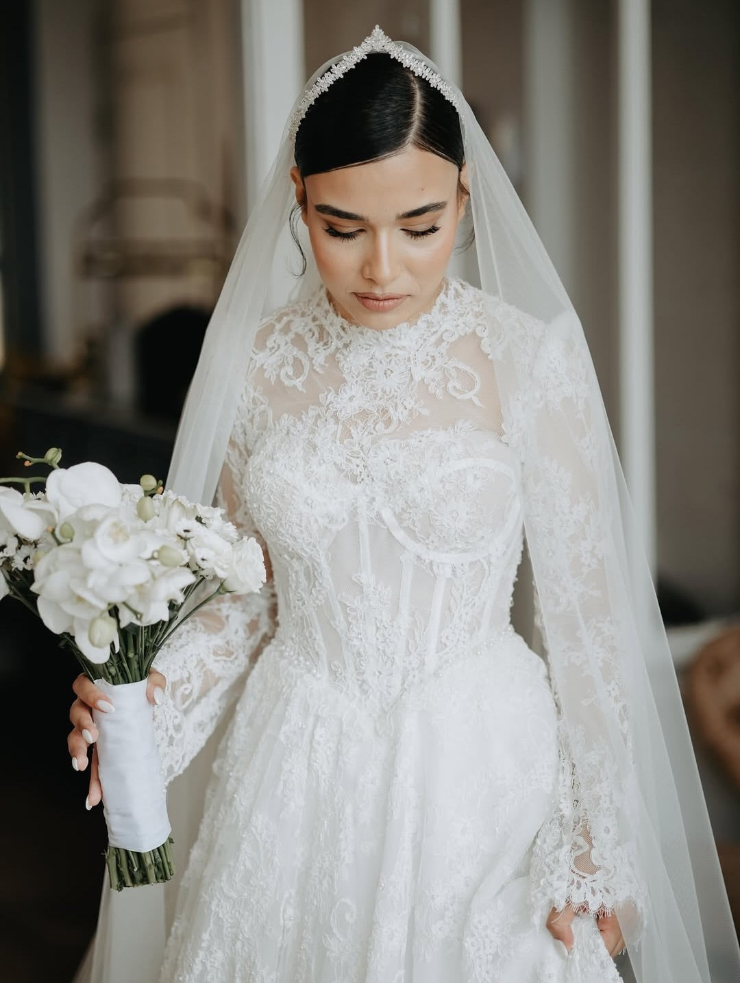High Neck Lace A-Line Wedding Dress