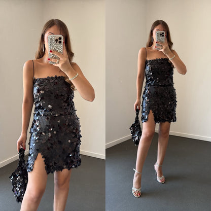 Sequin Spaghetti Strap Mini Dress Set
