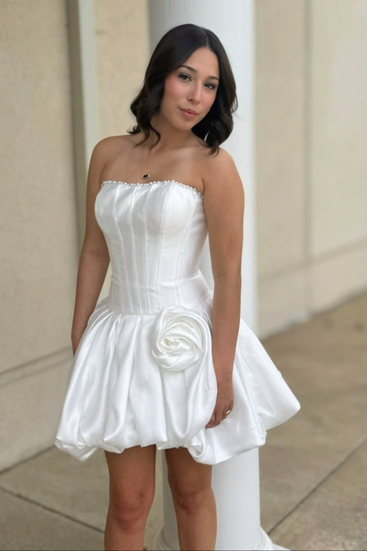 Strapless Corset Bubble Skirt Mini Dress