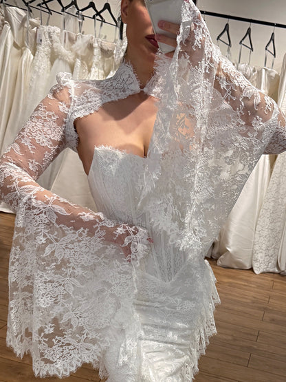 Lace Mermaid Wedding Dress with Bell Sleeves