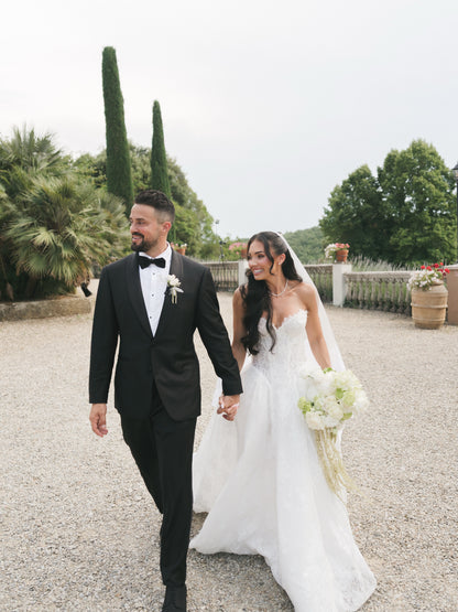 Strapless Lace Corset Ball Gown Wedding Dress
