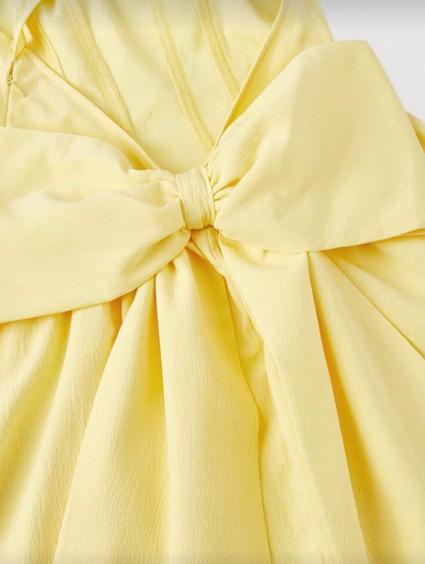 Square Neck Corset Mini Dress with Statement Bow