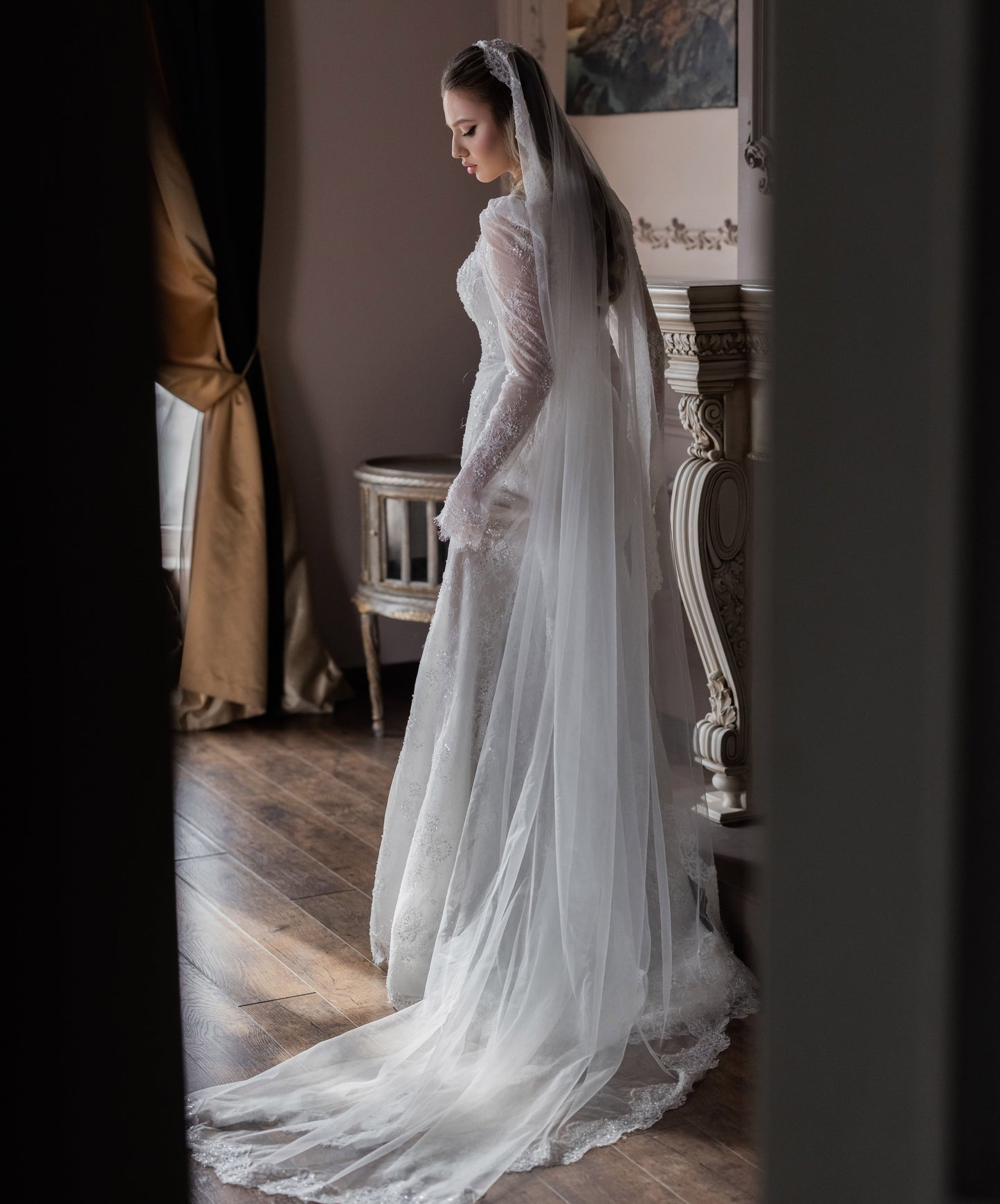 Illusion Long Sleeve Corset Mermaid Wedding Dress