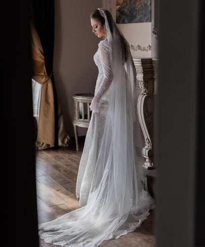 Illusion Long Sleeve Corset Mermaid Wedding Dress