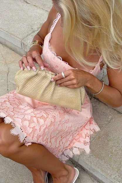 Lace Cut-Out A-Line Mini Dress