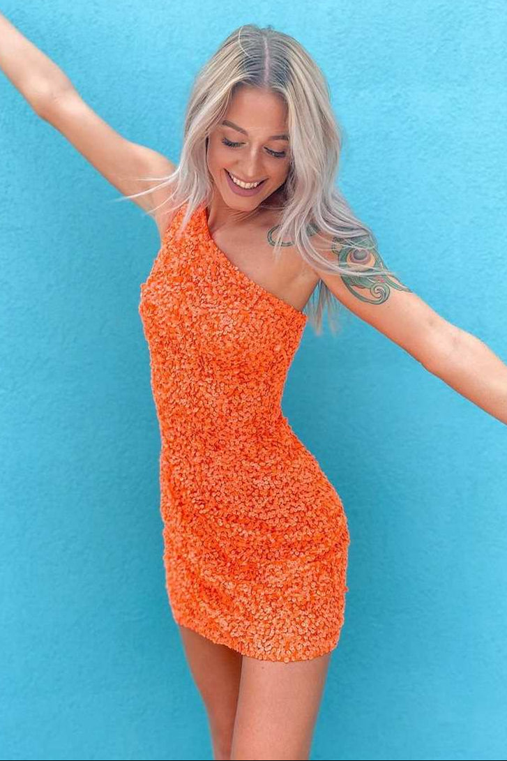 One-Shoulder Sequin Bodycon Mini Dress
