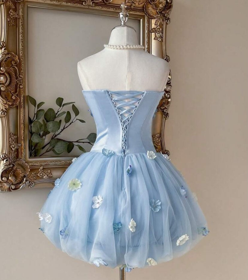 Strapless 3D Floral Corset Bubble Dress