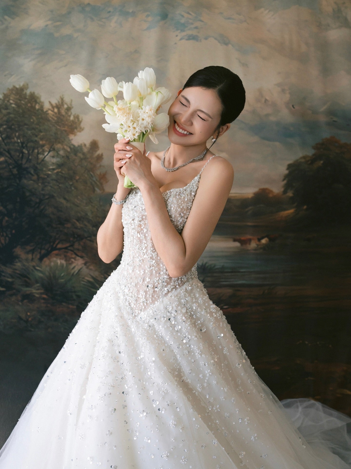 Beaded A-Line Wedding Gown with Sweetheart Neckline
