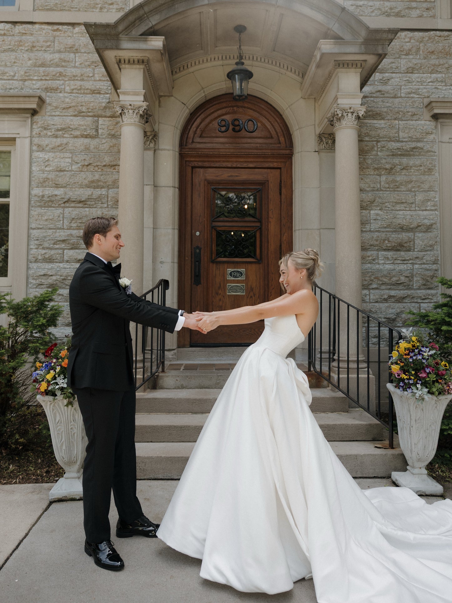 Strapless Satin Ball Gown Wedding Dress with Train