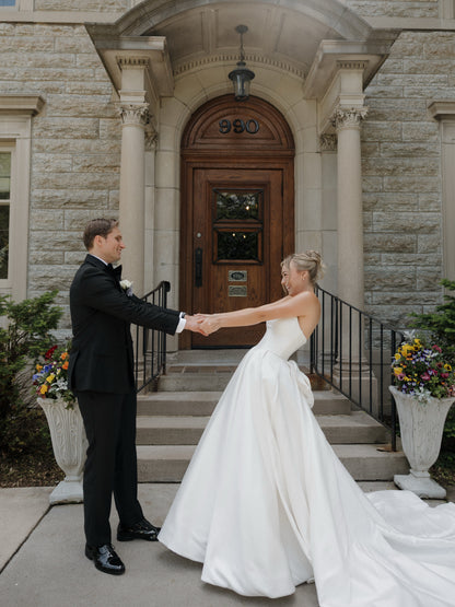Strapless Satin Ball Gown Wedding Dress with Train
