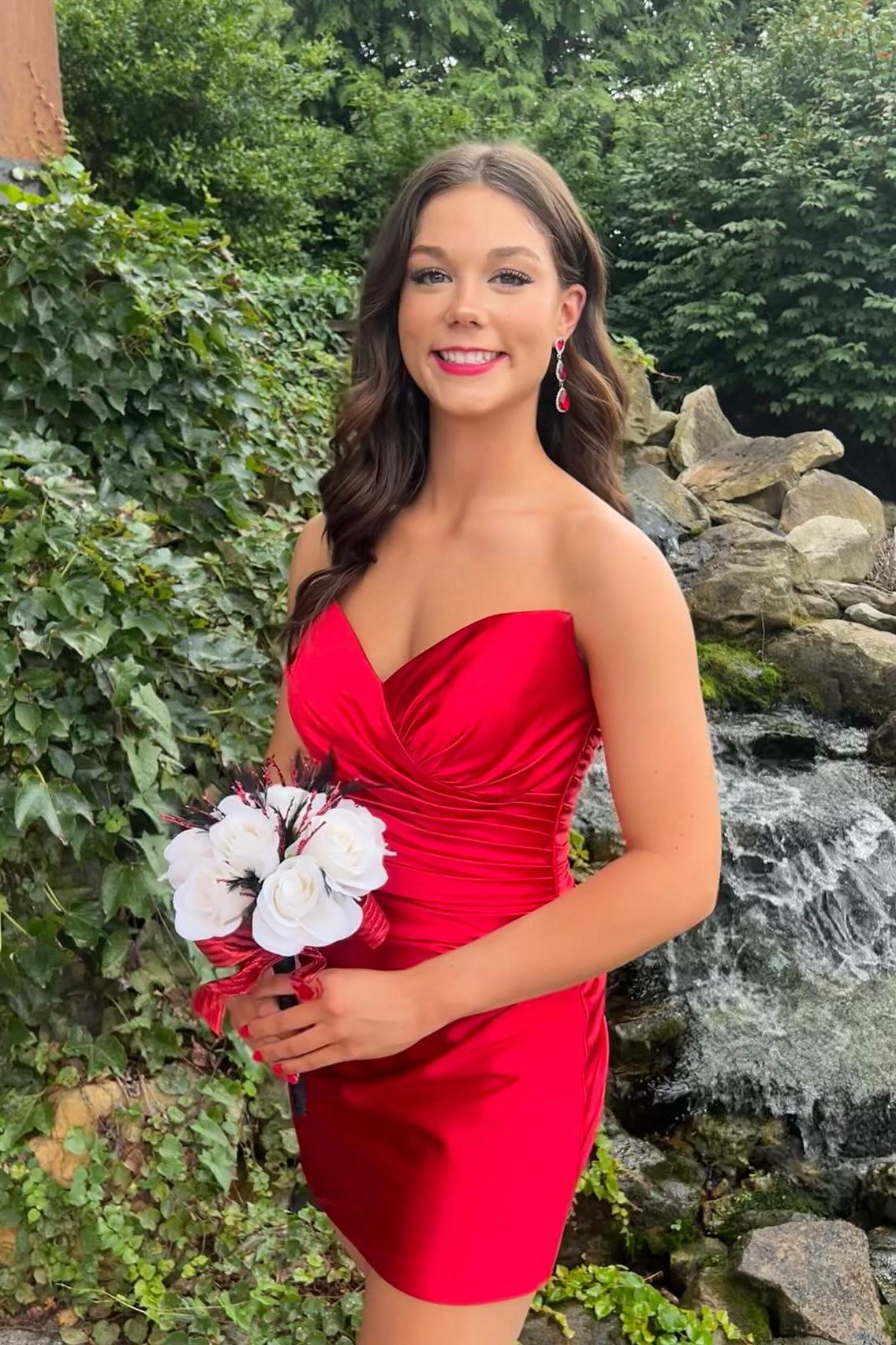 Strapless Ruched Satin Bodycon Mini Dress