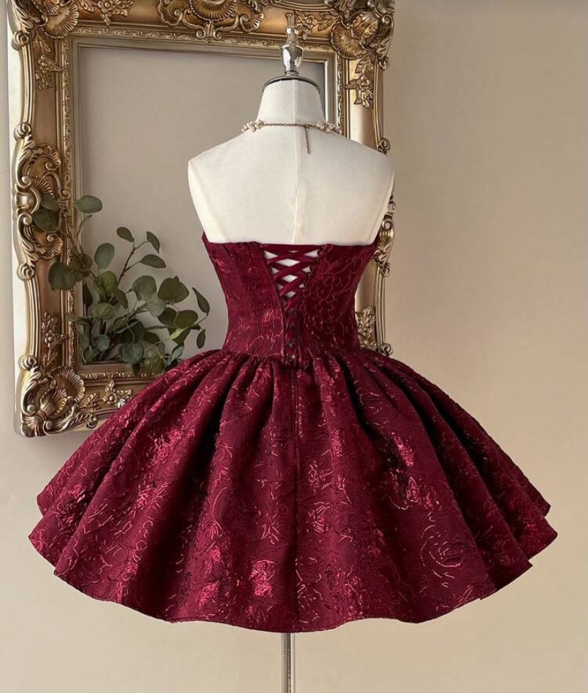 Strapless Jacquard Mini Ball Gown Corset Dress