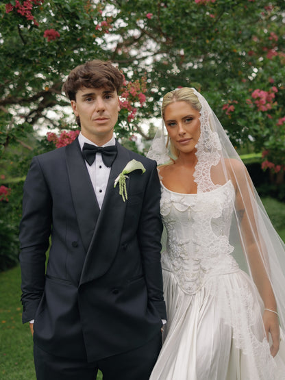 Embellished Corset A-Line Wedding Dress with Train