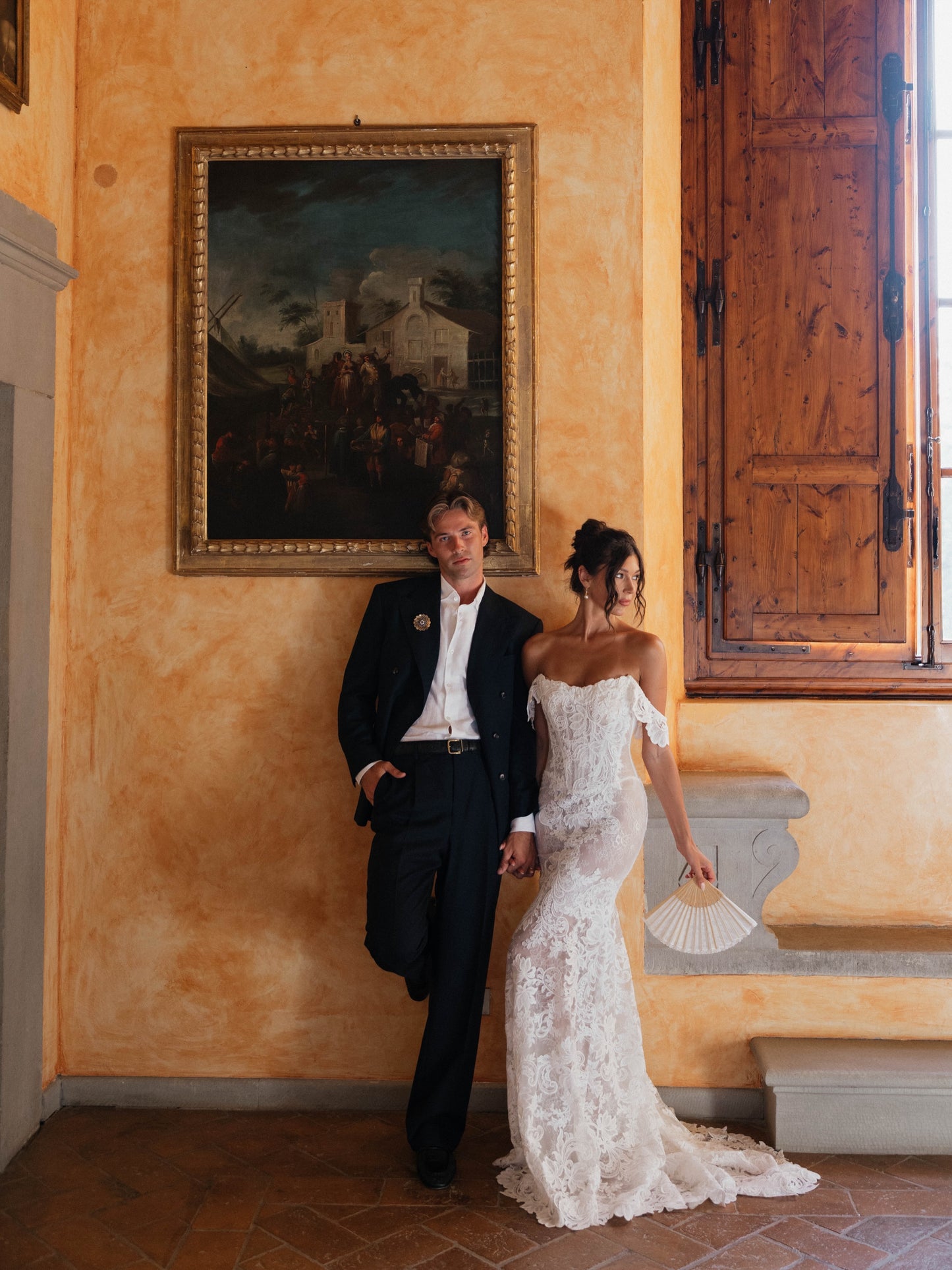 Corset Lace Off-the-Shoulder Mermaid Wedding Gown