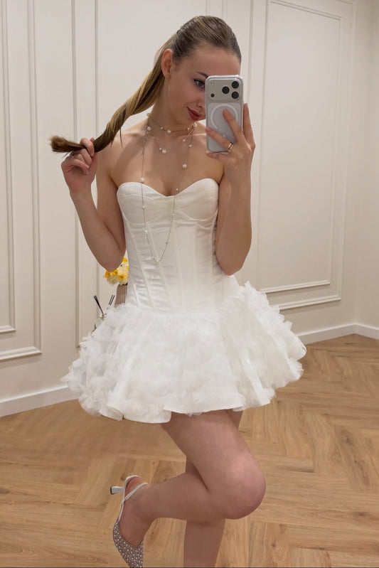 Strapless Corset Tiered Ruffle Mini Dress