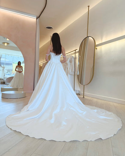 Satin Corset Ball Gown Wedding Dress