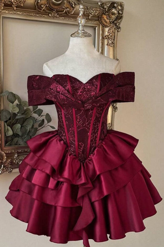 Off-the-Shoulder Tiered Corset Mini Dress