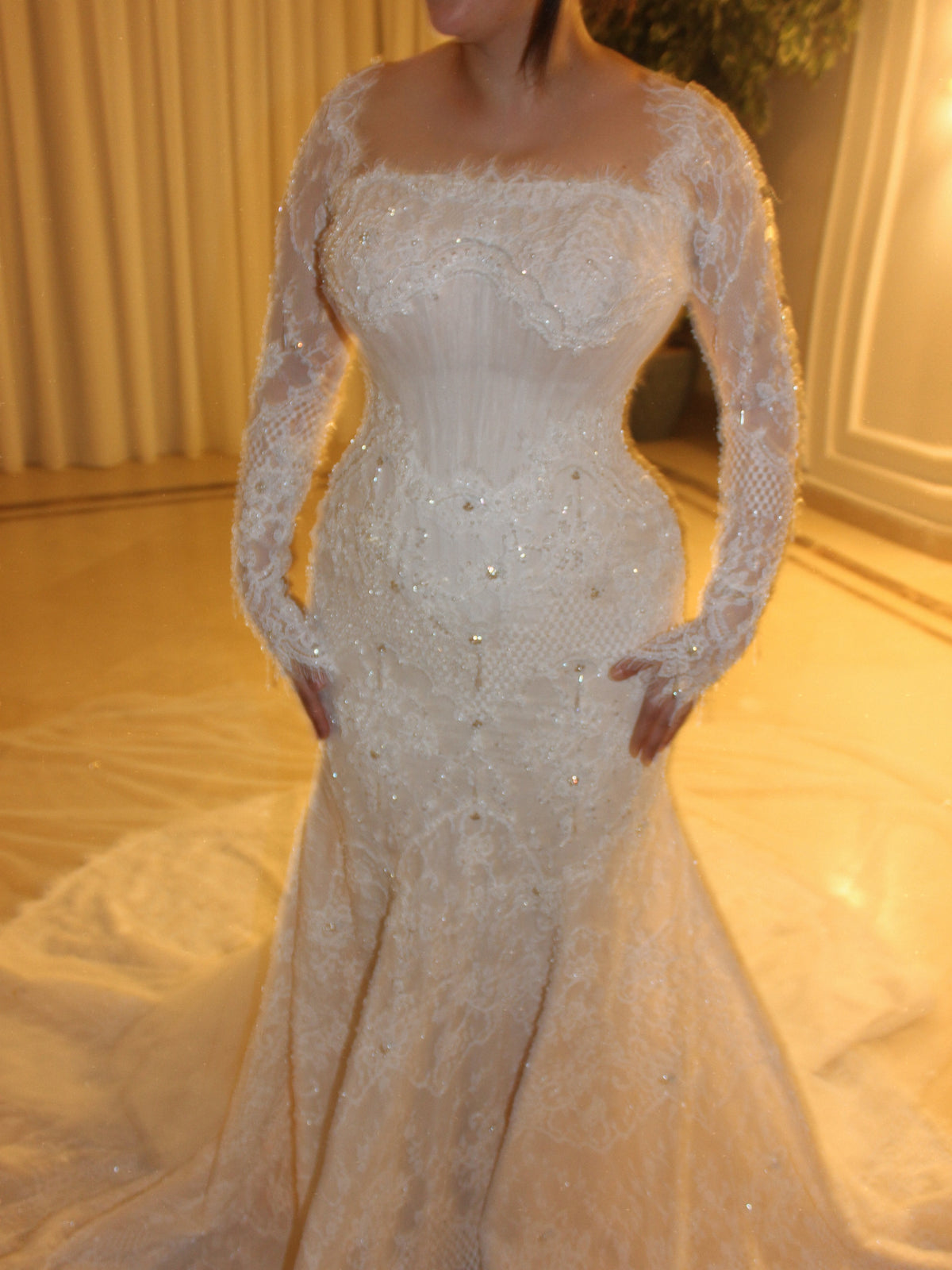 Lace Mermaid Wedding Dress with Long Sleeves
