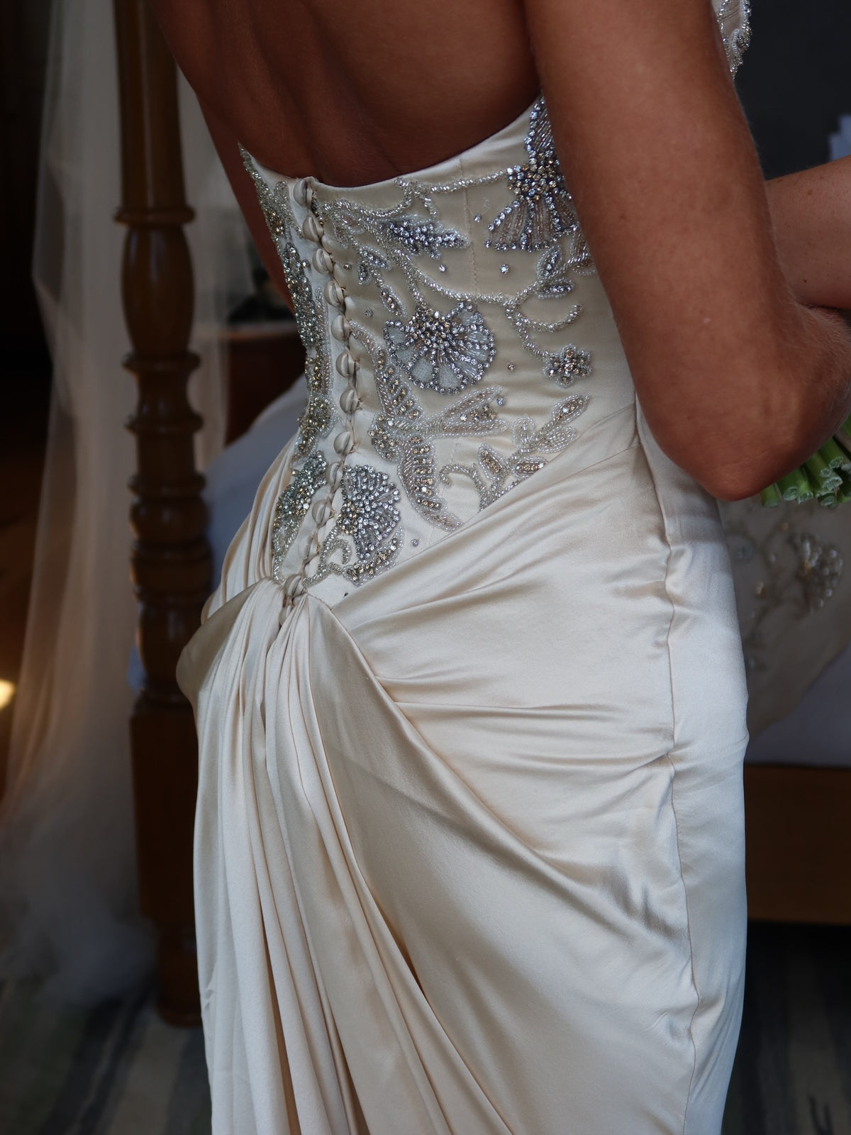 Embellished Strapless Trumpet Wedding Dress