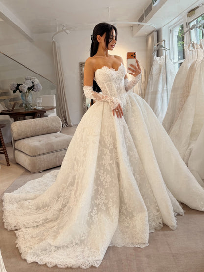 Strapless Lace Corset Ball Gown Wedding Dress
