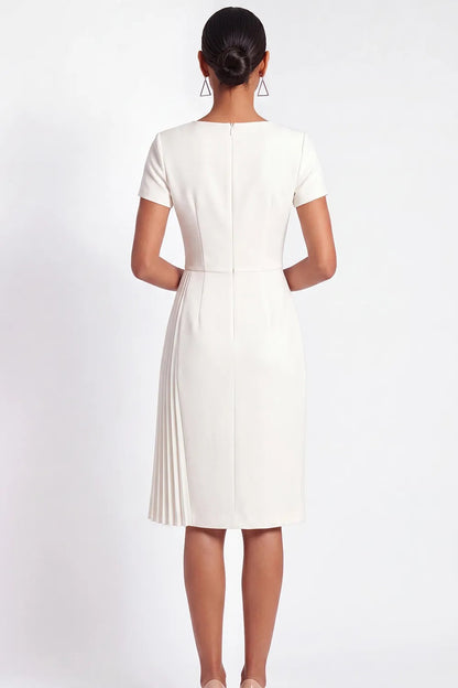 Square Neck Pleated Asymmetrical Sheath Dress