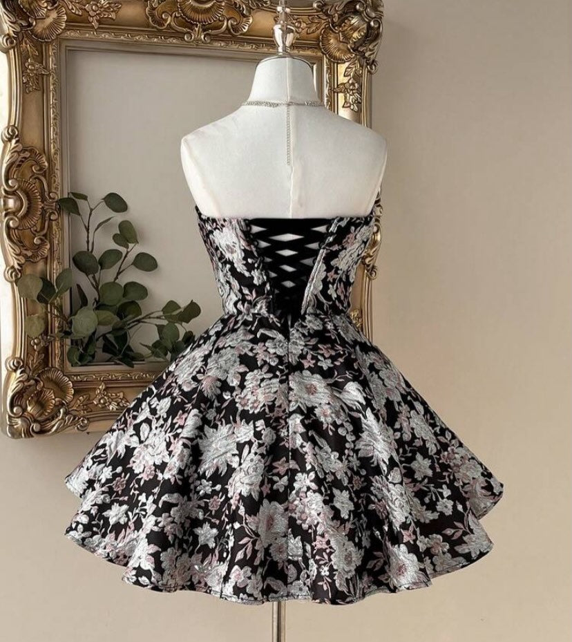 Strapless Jacquard A-Line Homecoming Dress
