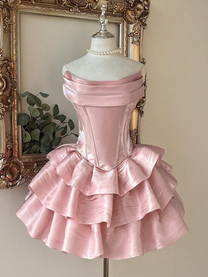Off-the-Shoulder Corset Tiered Ruffle Mini Dress