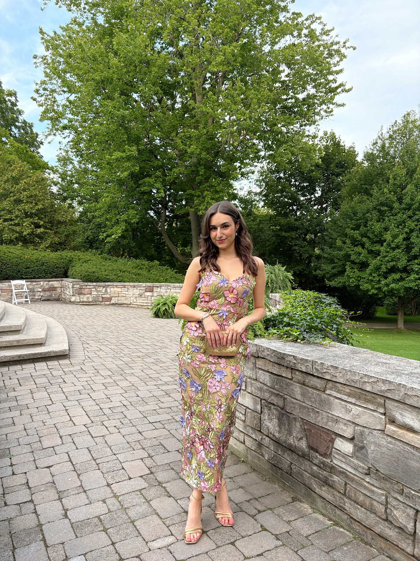Floral 3D Appliqué Embroidered Sheath Dress