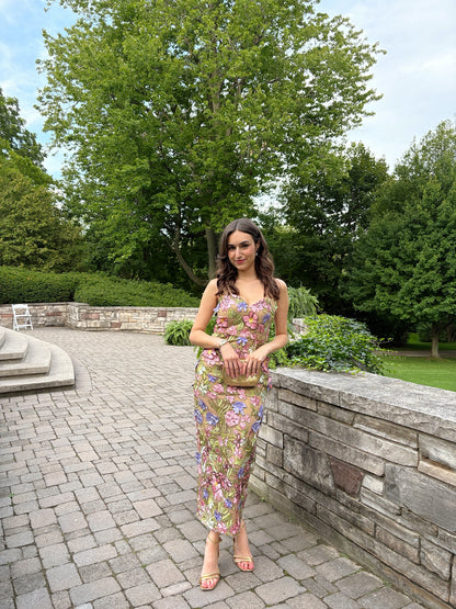 Floral 3D Appliqué Embroidered Sheath Dress