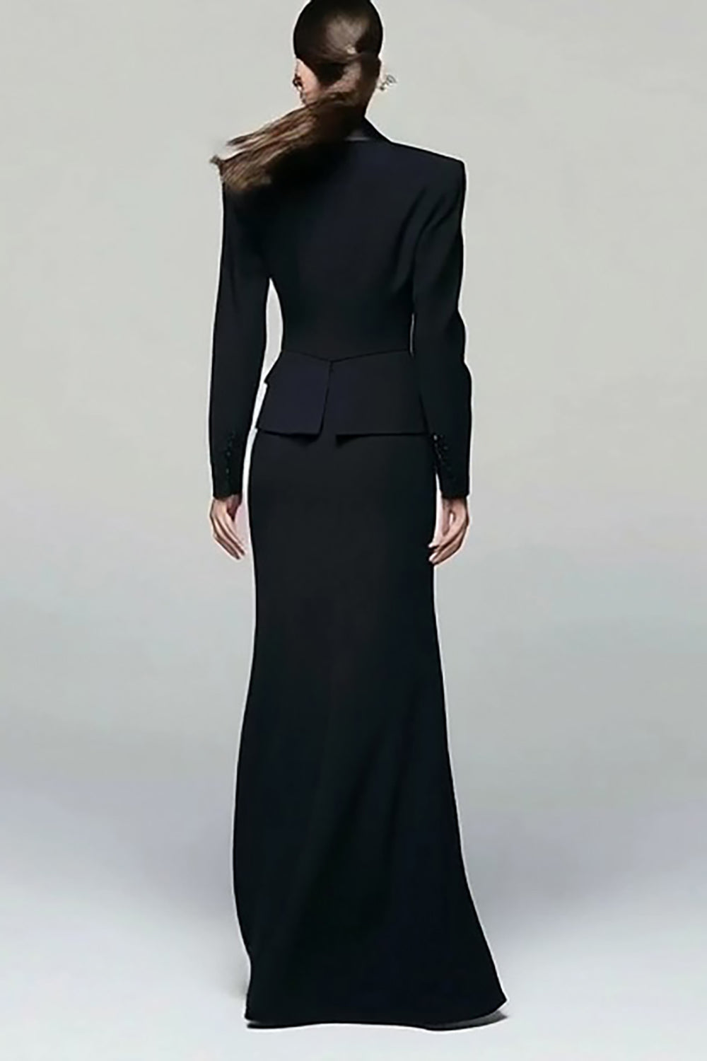 Tuxedo Blazer Gown with High Slit