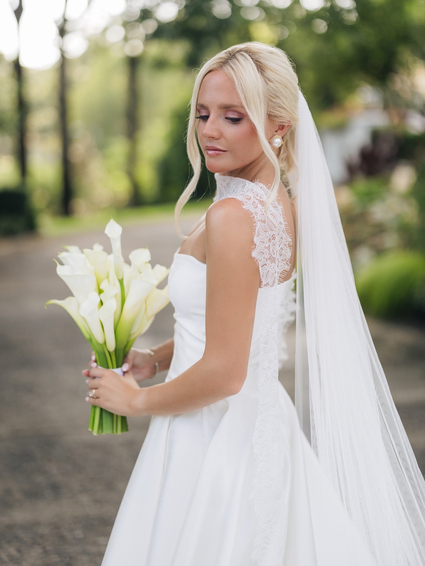 Satin A-Line Wedding Dress with Pleated Train Skirt