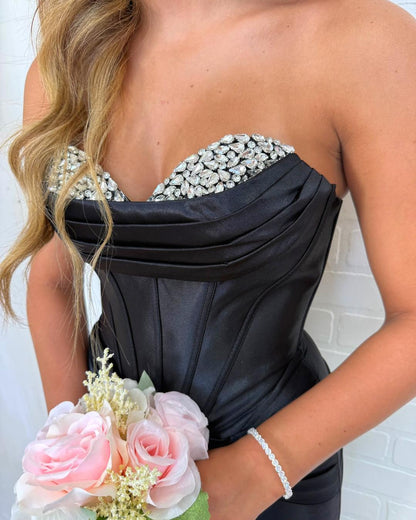 Strapless Crystal Sweetheart Corset Mini Dress