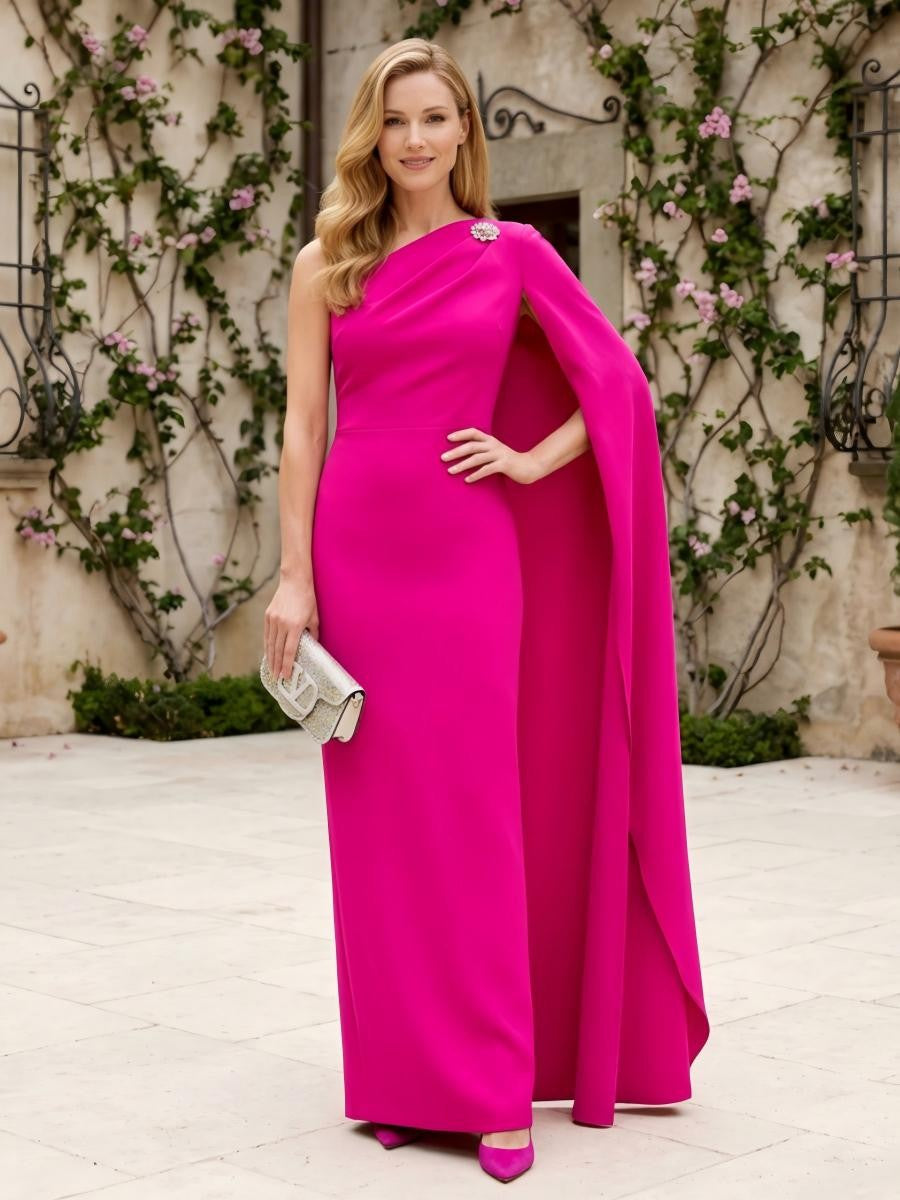 One-Shoulder Cape Wide-Leg Jumpsuit